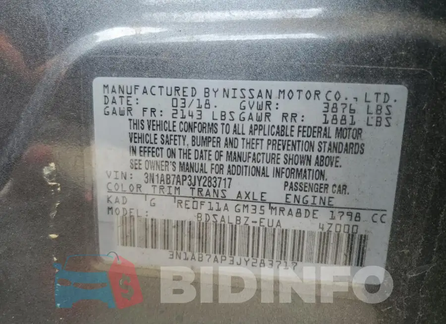 3N1AB7AP3JY283717 Photo# 12