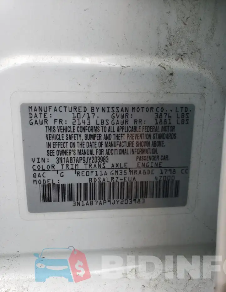 3N1AB7AP9JY203983 Photo# 12