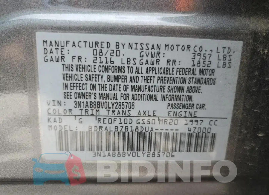 3N1AB8BV0LY285706 Photo# 12