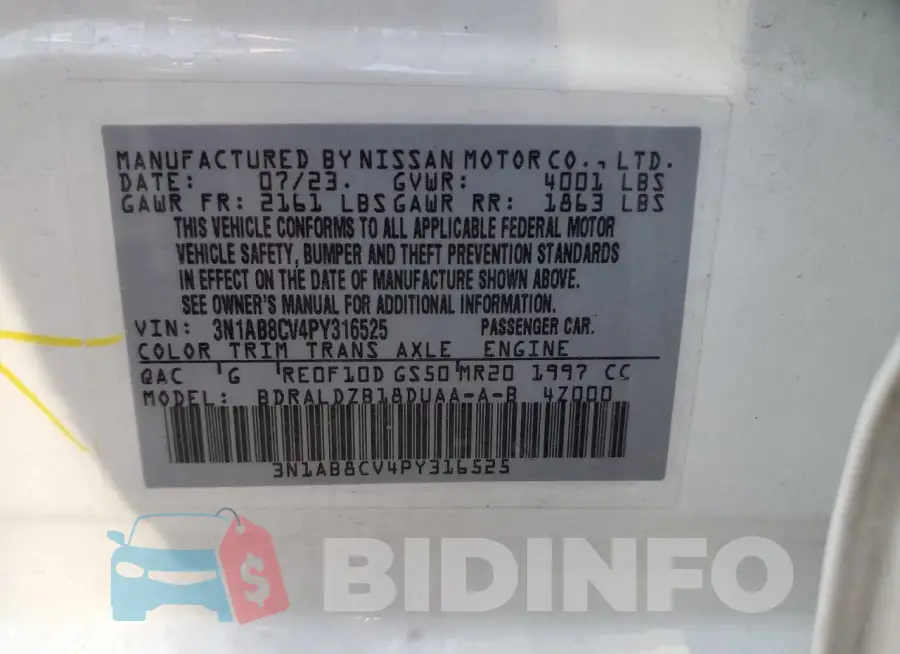 3N1AB8CV4PY316525 Photo# 12