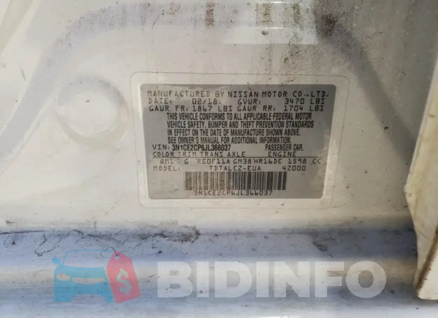 3N1CE2CP6JL366037 Photo# 12