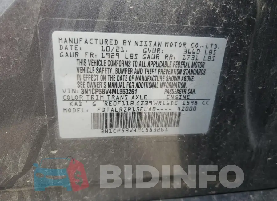 3N1CP5BV4ML553261 Photo# 12