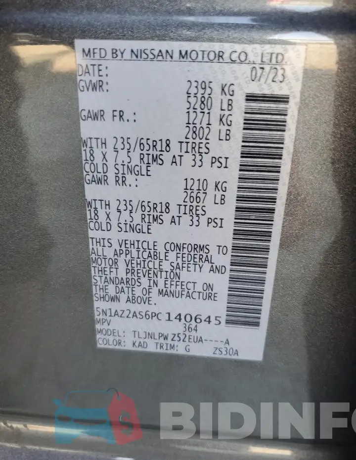 5N1AZ2AS6PC140645 Photo# 13