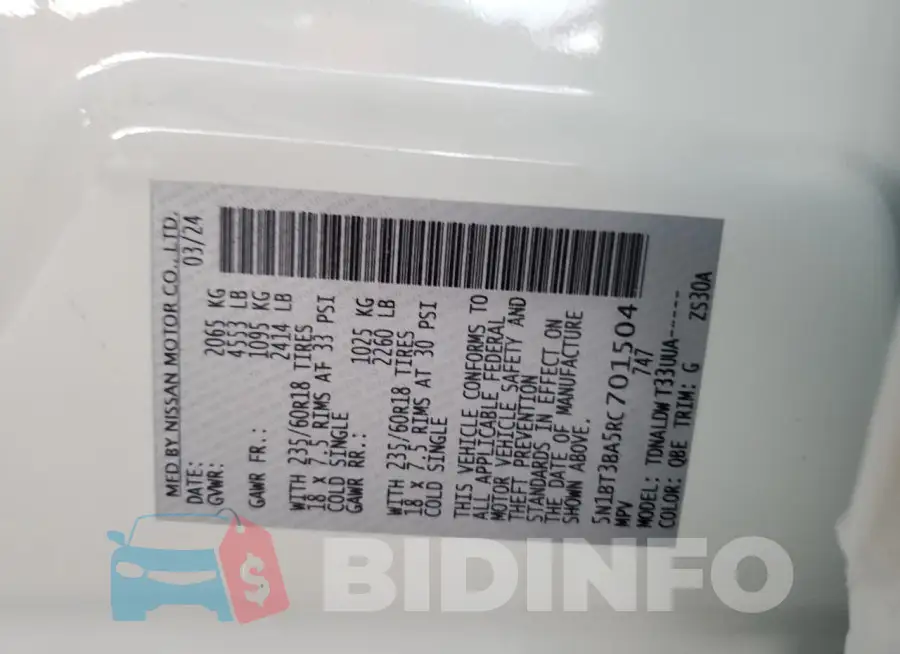 5N1BT3BA5RC701504 Photo# 13