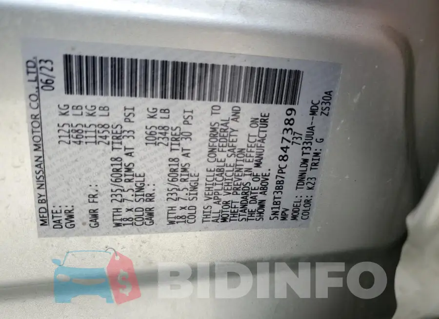 5N1BT3BB7PC847389 Photo# 13