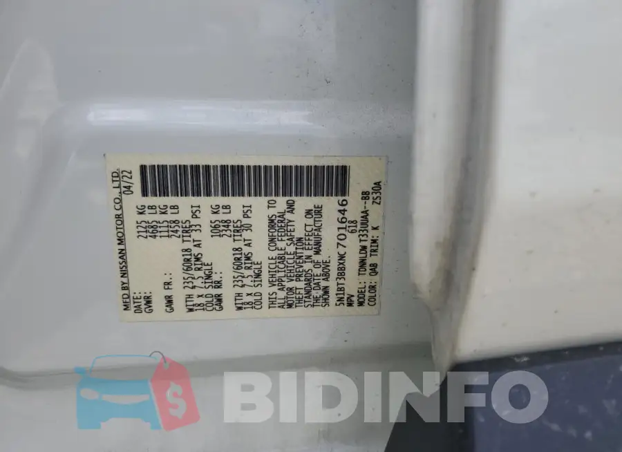 5N1BT3BBXNC701646 Photo# 13