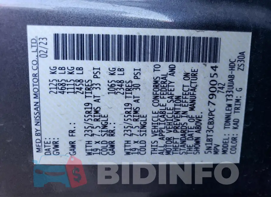 5N1BT3CBXPC790054 Photo# 12