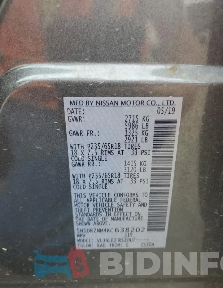 5N1DR2MM4KC638202 Photo# 13