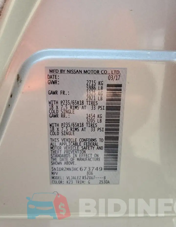 5N1DR2MN3HC673749 Photo# 13