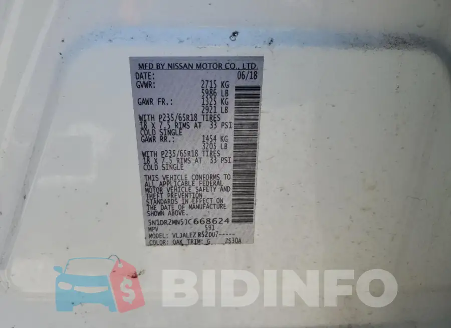 5N1DR2MN5JC668624 Photo# 13