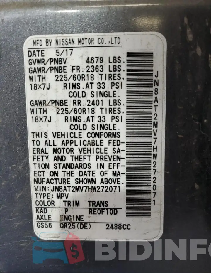 JN8AT2MV7HW272071 Photo# 14