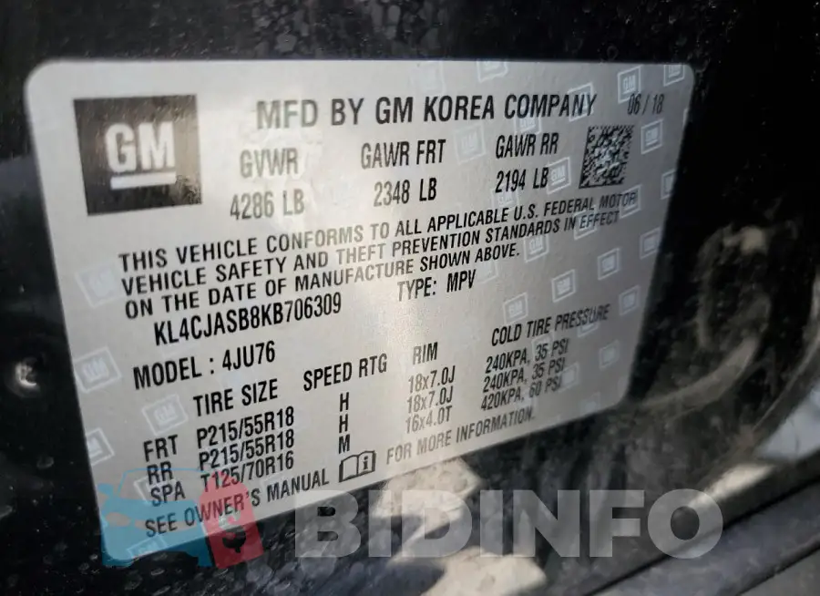 KL4CJASB8KB706309 Photo# 14