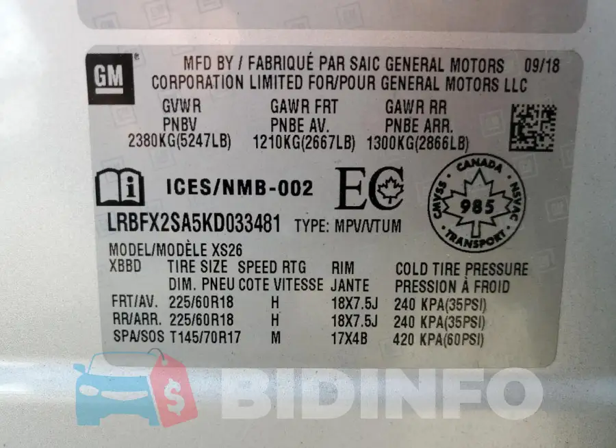 LRBFX2SA5KD033481 Photo# 13