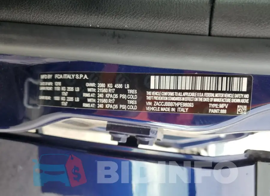ZACCJBBB7HPE98093 Photo# 13