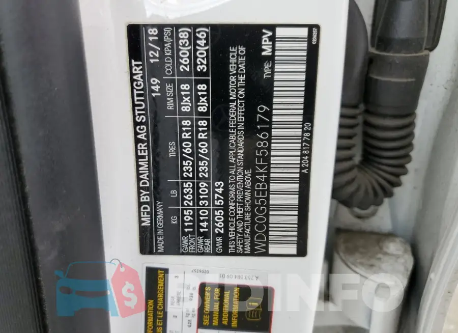 WDC0G5EB4KF586179 Photo# 13