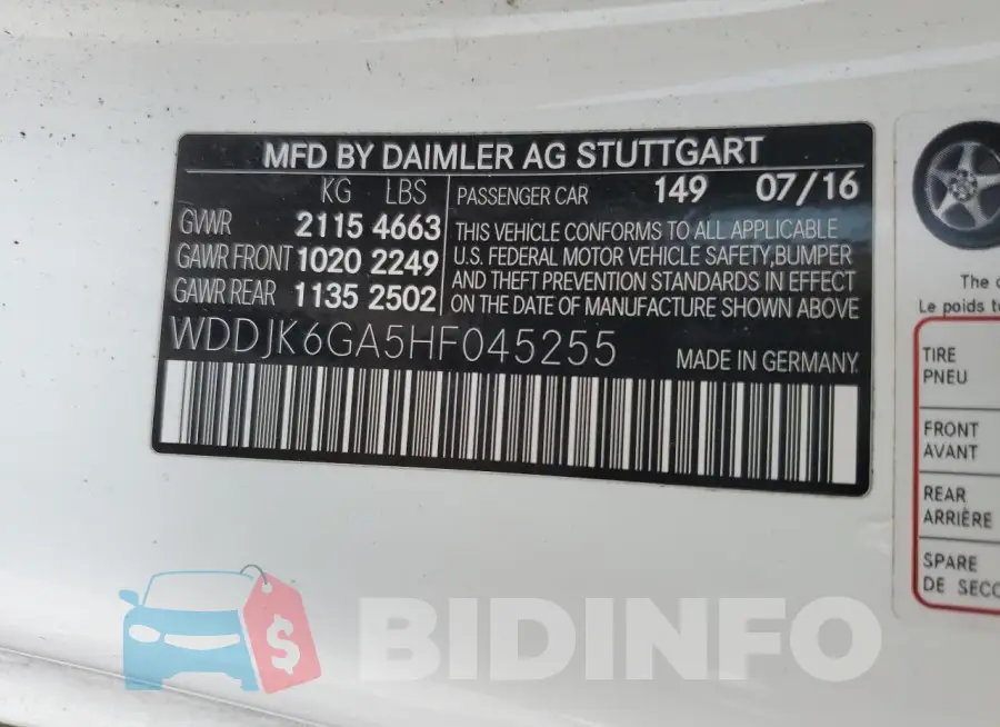 WDDJK6GA5HF045255 Photo# 13