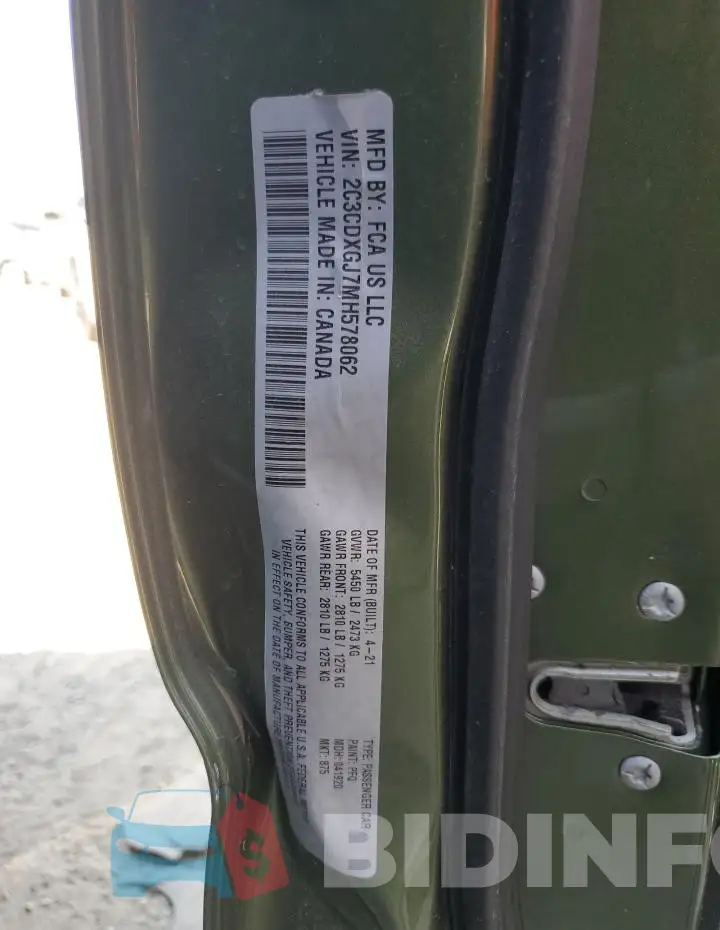 2C3CDXGJ7MH578062 Photo# 12