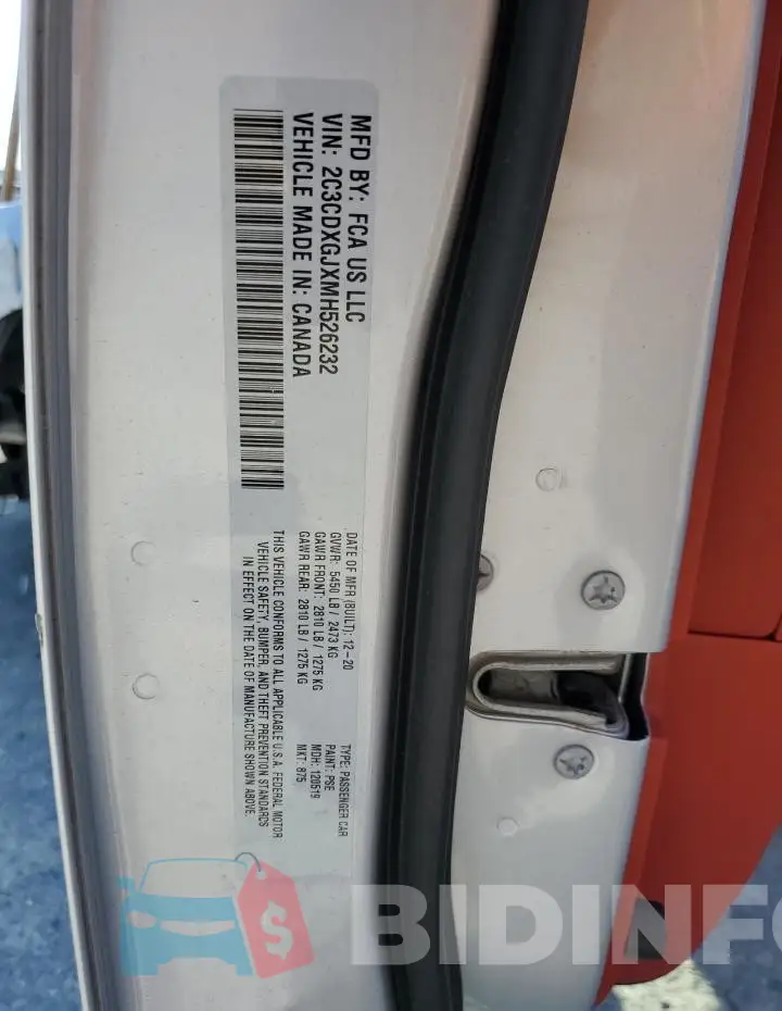 2C3CDXGJXMH526232 Photo# 13