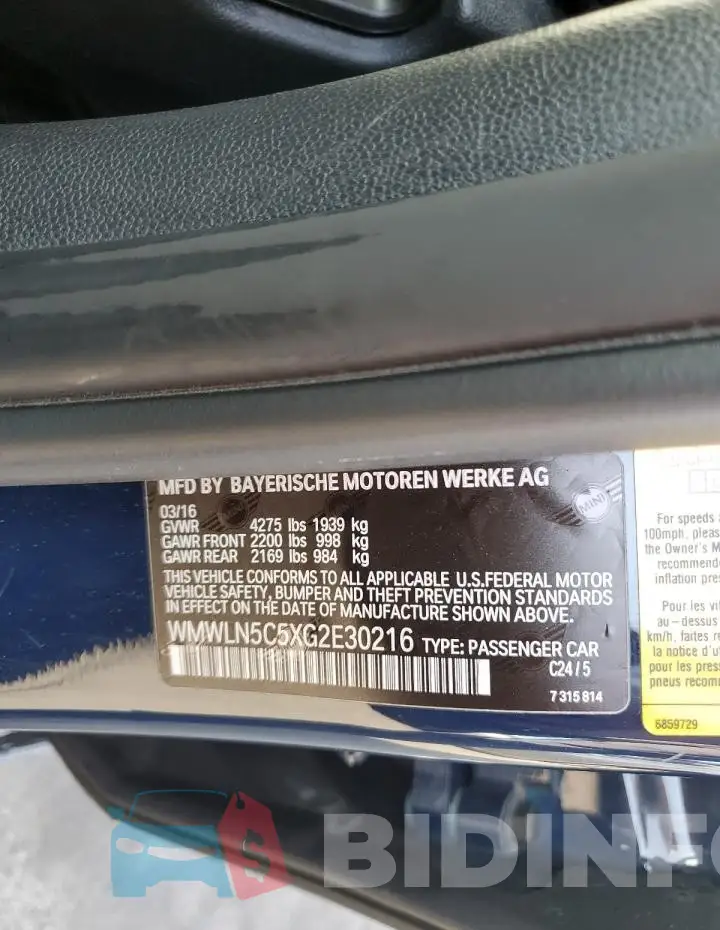 WMWLN5C5XG2E30216 Photo# 12