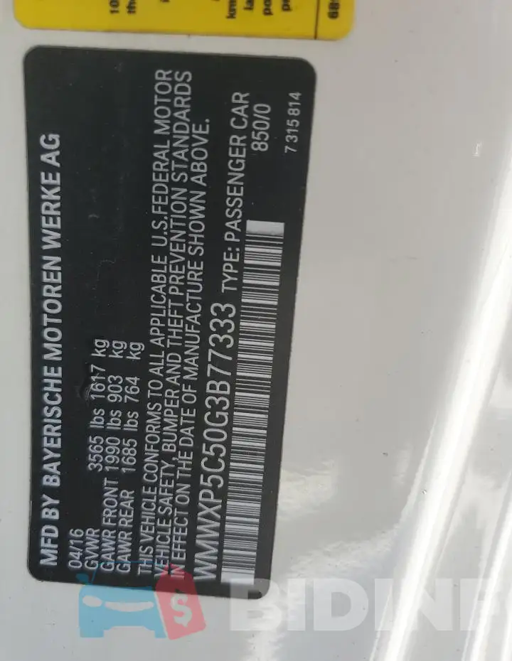 WMWXP5C50G3B77333 Photo# 12