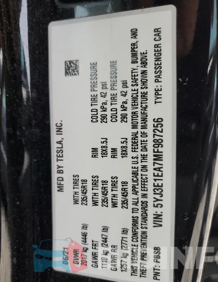 5YJ3E1EA7MF987256 Photo# 13