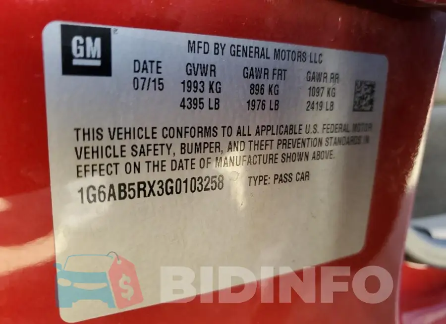 1G6AB5RX3G0103258 Photo# 12