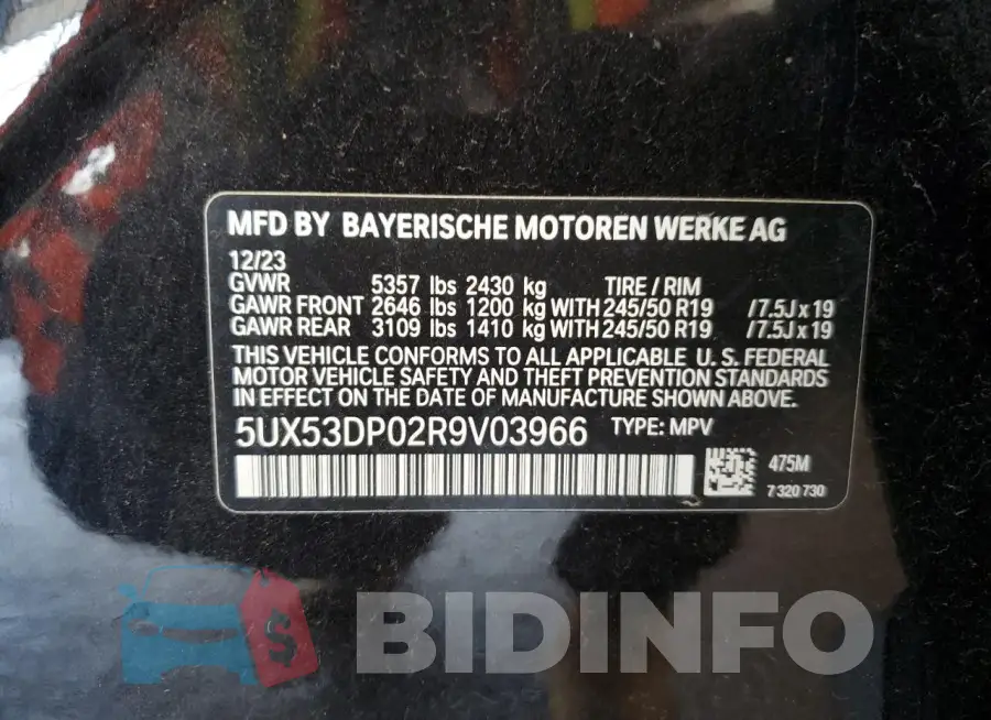 5UX53DP02R9V03966 Photo# 13