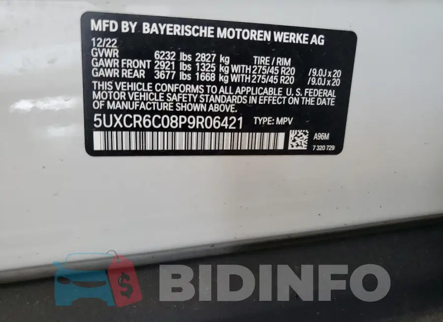 5UXCR6C08P9R06421 Photo# 12