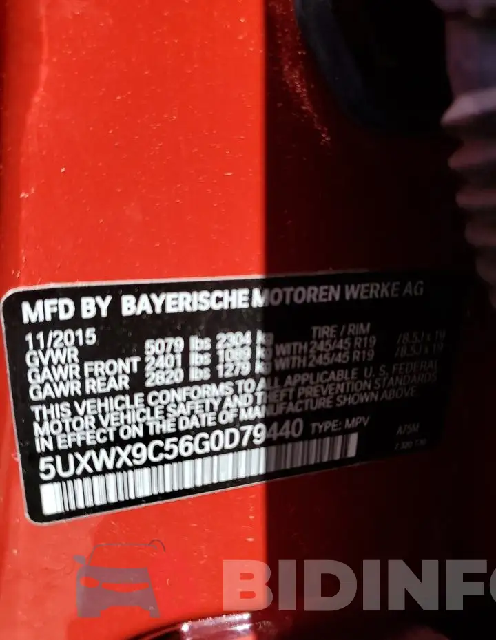 5UXWX9C56G0D79440 Photo# 13