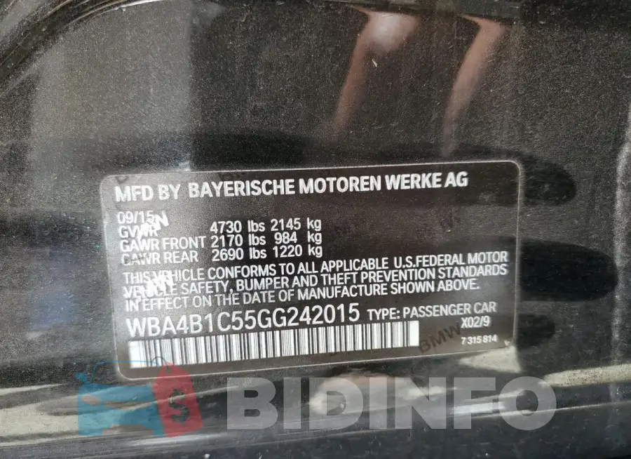 WBA4B1C55GG242015 Photo# 12
