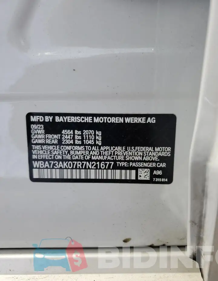 WBA73AK07R7N21677 Photo# 12