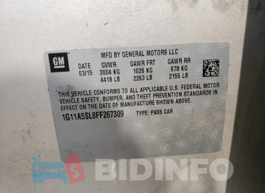 1G11A5SL8FF267309 Photo# 12