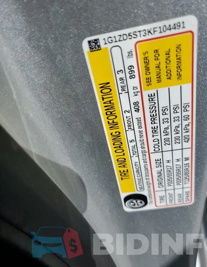 1G1ZD5ST3KF104491 Photo# 12