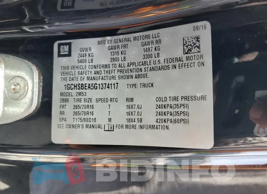 1GCHSBEA5G1374117 Photo# 12