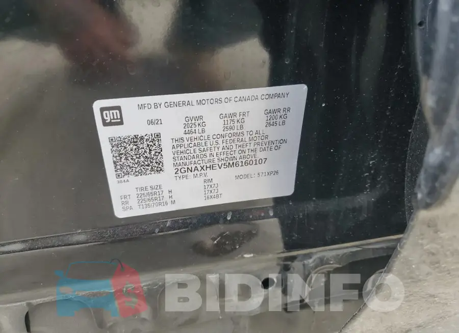 2GNAXHEV5M6160107 Photo# 13