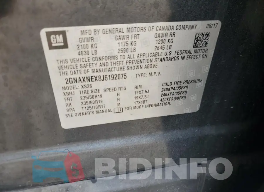 2GNAXNEX8J6192075 Photo# 13
