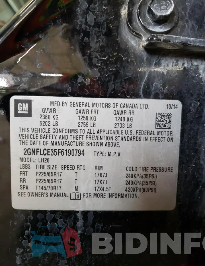 2GNFLCE35F6190794 Photo# 13