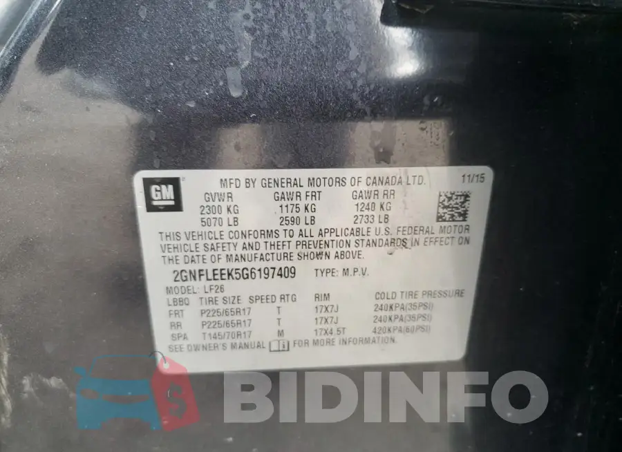 2GNFLEEK5G6197409 Photo# 14