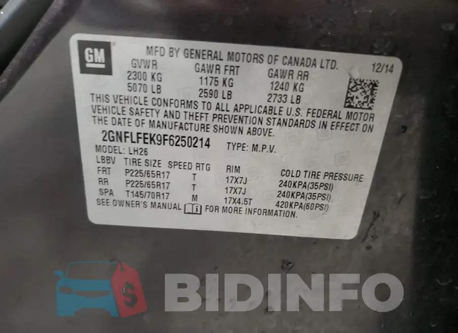 2GNFLFEK9F6250214 Photo# 13