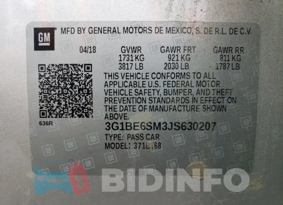 3G1BE6SM3JS630207 Photo# 12
