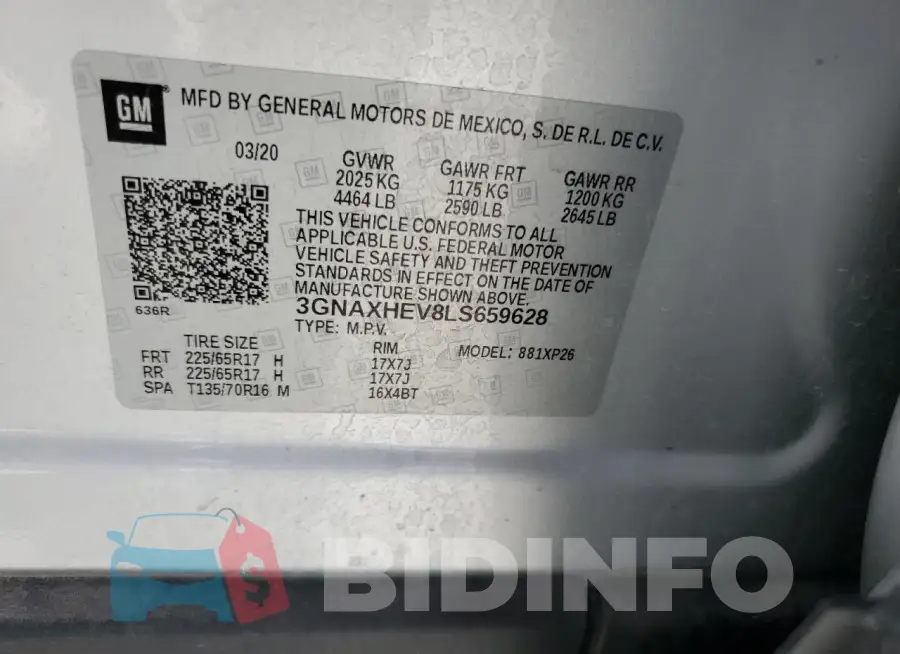 3GNAXHEV8LS659628 Photo# 13