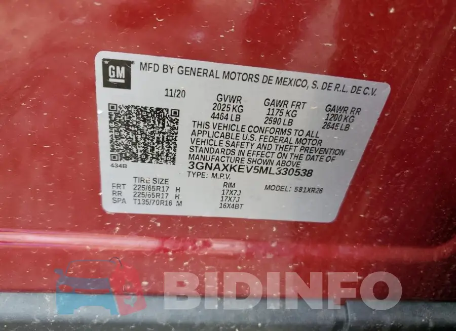 3GNAXKEV5ML330538 Photo# 13