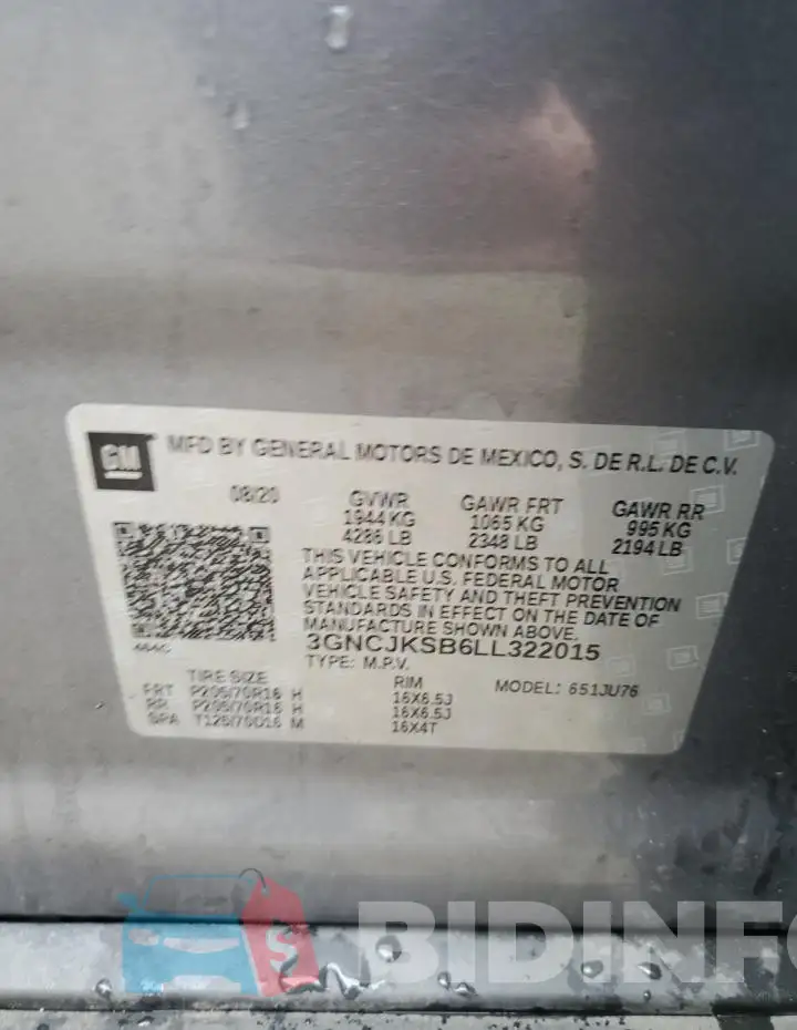 3GNCJKSB6LL322015 Photo# 13