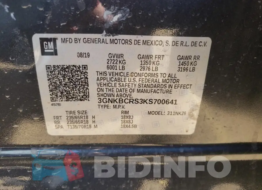 3GNKBCRS3KS700641 Photo# 14