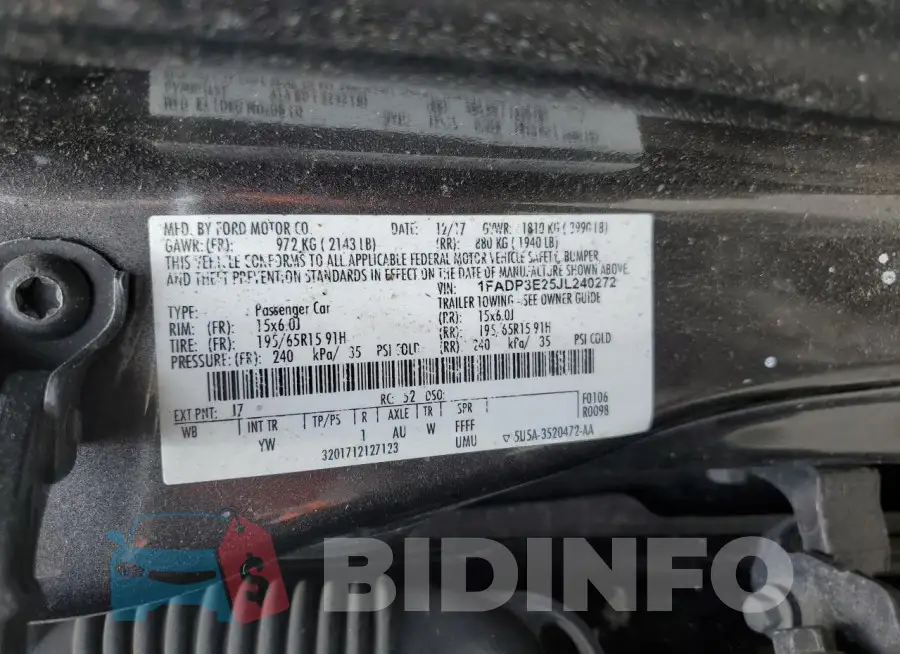 1FADP3E25JL240272 Photo# 12