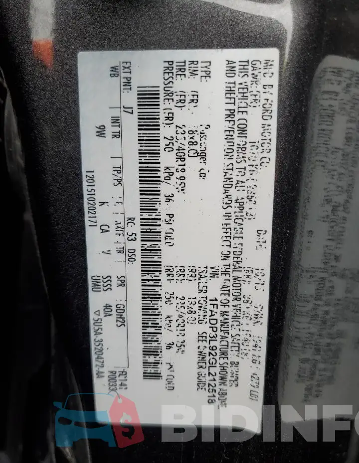 1FADP3L92GL212518 Photo# 12