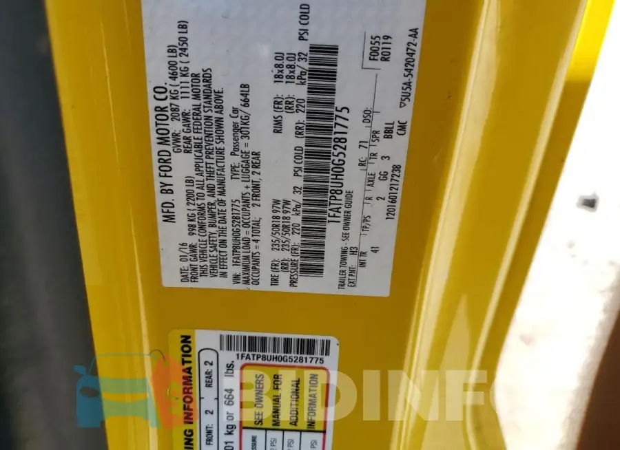 1FATP8UH0G5281775 Photo# 12