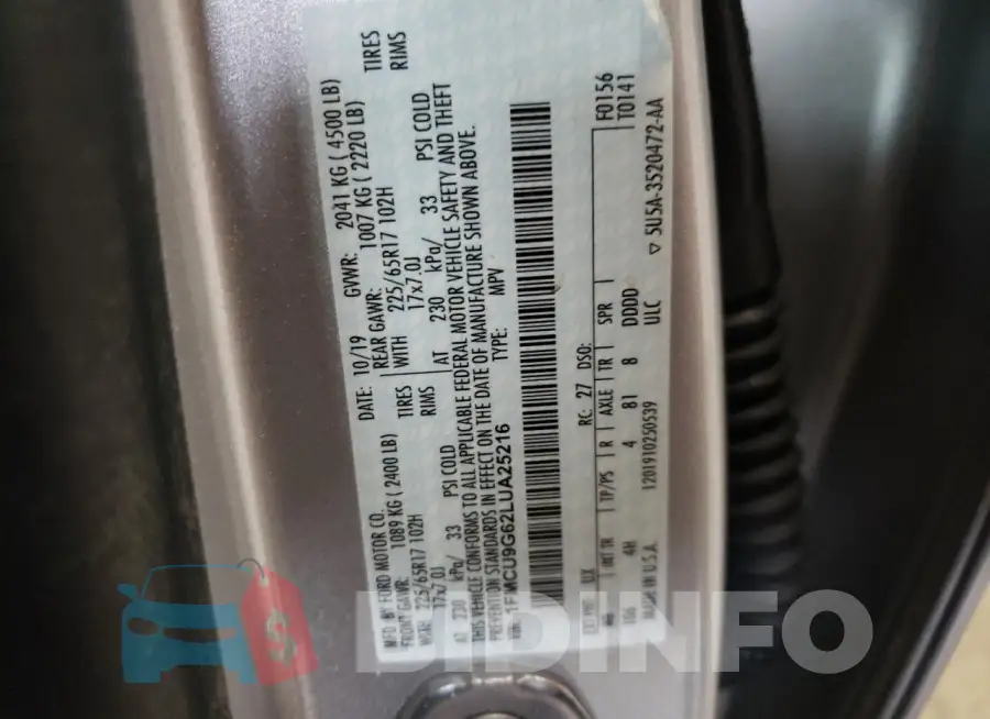 1FMCU9G62LUA25216 Photo# 13