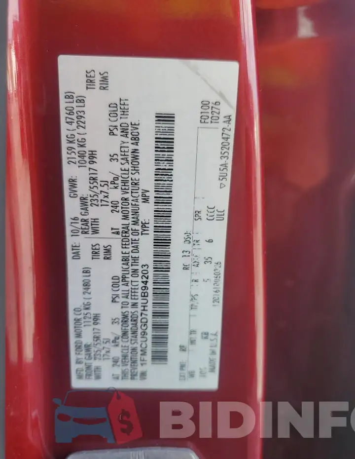 1FMCU9GD7HUB94203 Photo# 13