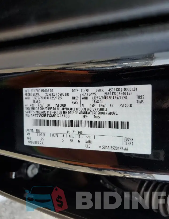1FT7W2BTXMEC27768 Photo# 12